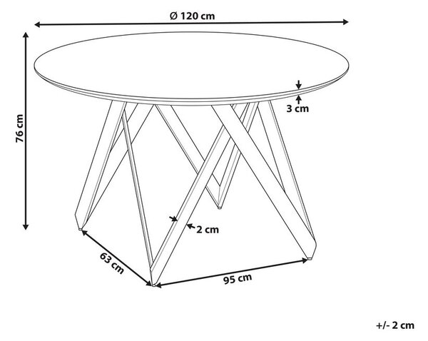 Étkezőasztal OXHILL Fekete 120 cm 120 cm