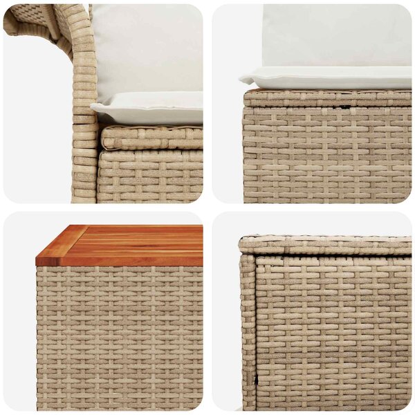 VidaXL Kanapé Szett 8 db Beige és Krémszínű Poli rattan és acél