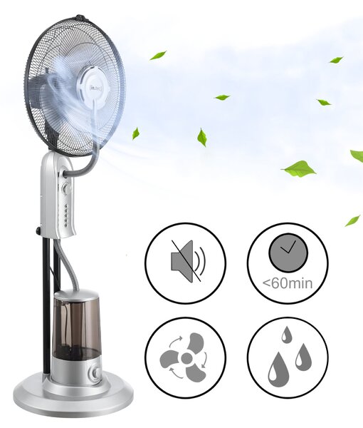 In.tec Párásító halk ventilátor ABWV-3971 műanyag 75W műanyag több színben [in.tec] Ezüst