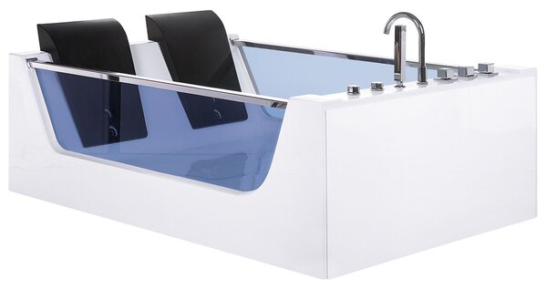 Sarok hidromasszázs kád LED világítással CURACAO 180 x 120 cm Fehér