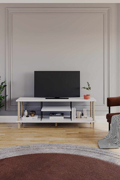TV-állvány, fehér, 120 cm – Peka-0048