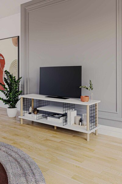 TV-állvány, fehér, 120 cm – Peka-0048