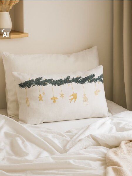 Sinsay - Karácsonyi díszpárna ággal és arany díszekkel - többszínű