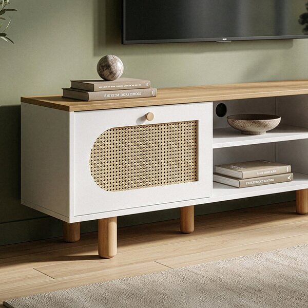 Bohem TV-állvány, fehér-tölgy, 180 cm