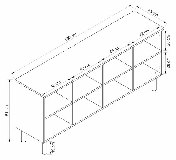 Lotus komód, fehér, 180 cm – TR506MNR1319