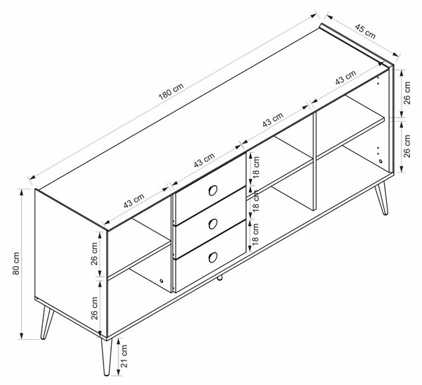 Mitra komód, fehér, 180 cm – TR506MNR1320