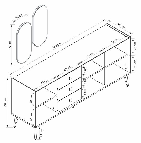 Mitra komód, fehér, 180 cm – TR506MNR1328
