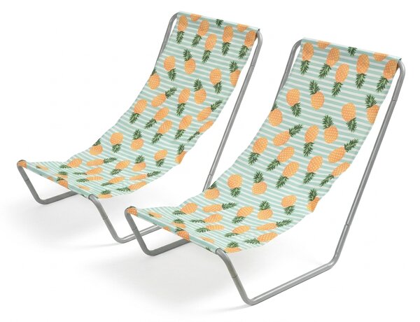 2 db összecsukható strandnyugágy szett SAND PINEAPPLE, színes