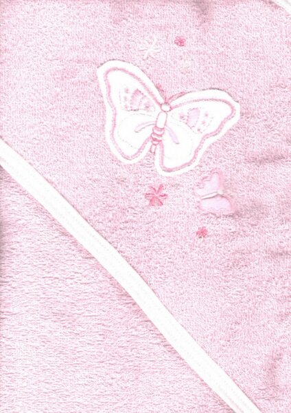 Trimex kapucnis,frottír fürdőlepedő 70*80 cm - rózsaszín pillangó