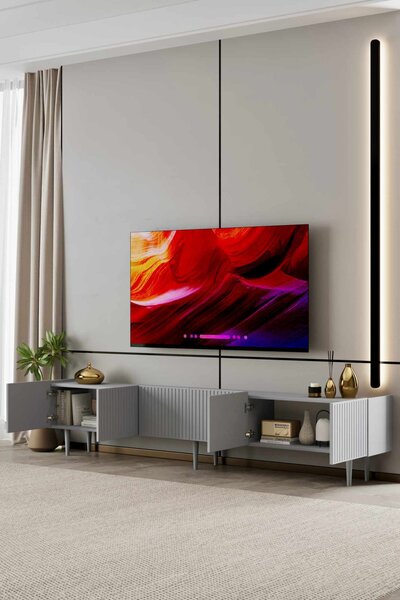 Capella TV-állvány, világosszürke, 240 cm