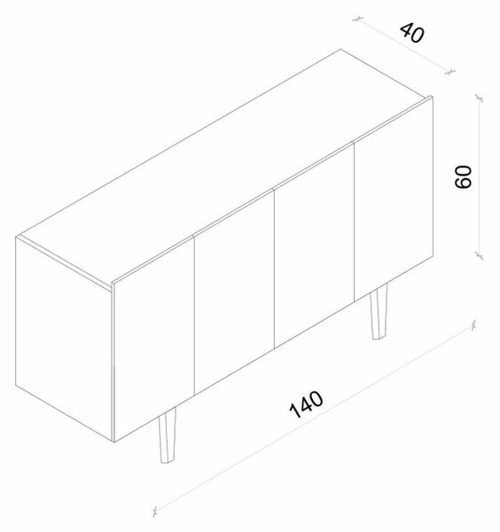 Capella komód, szürke, 140 cm