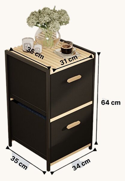 2 Katlı Çekmece v1 - Beige, Black
