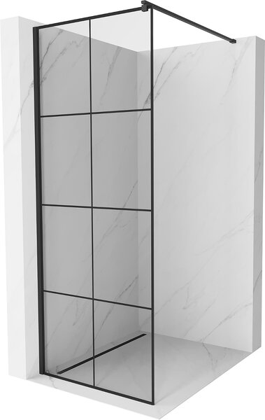 Mexen Kioto zuhanytálca 90x200 cm 8 mm, fekete profil, üveg fekete minta 1, 800-090-101-60-77