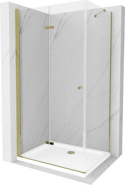 Mexen Lima zuhanykabin 70x80 cm, 6 mm-es üveg, aranyprofil-átlátszó üveg + vékony zuhanytálca-856-070-080-50-00-4010