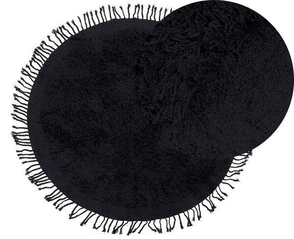 Fekete hosszú szálú szőnyeg ⌀ 140 cm BITLIS