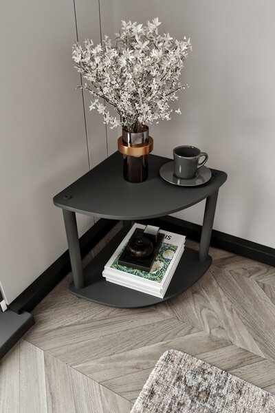 Bookcase 2-Tiers Corner - Black