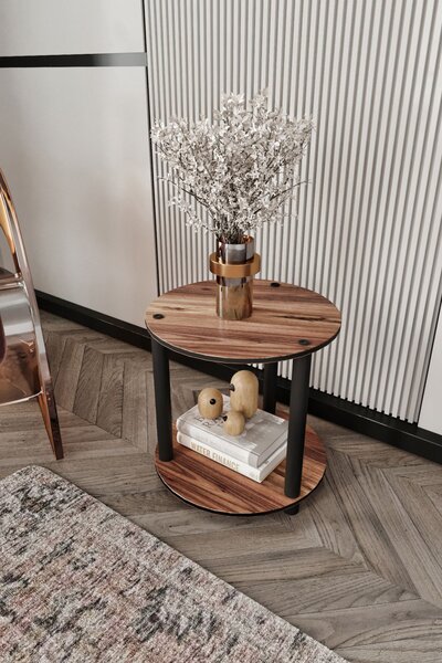 Bookcase 2 Layer Round - Walnut