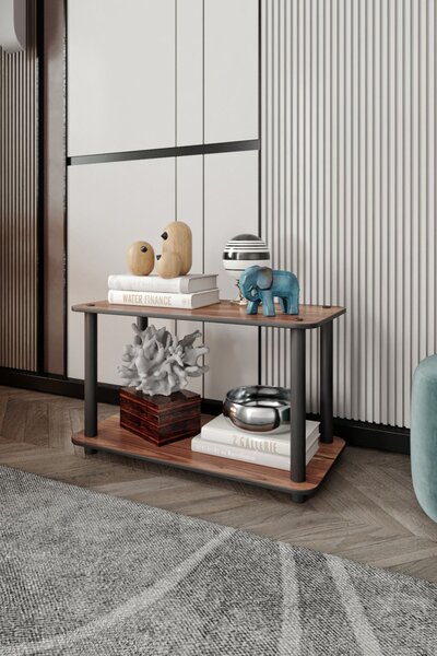 Bookcase 2-Tiers Rect - Walnut