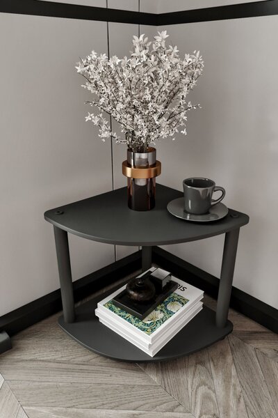 Bookcase 2-Tiers Corner - Black