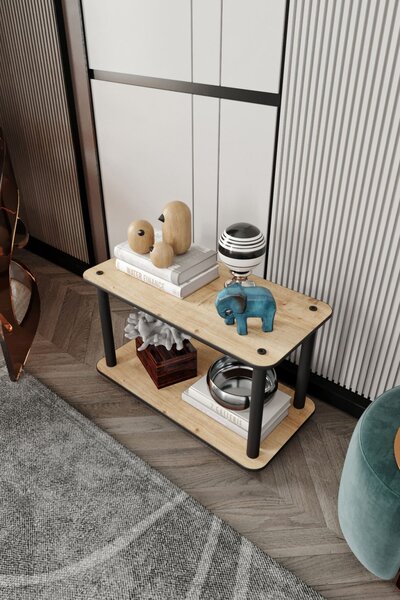 Bookcase 2-Tiers Rect - Oak