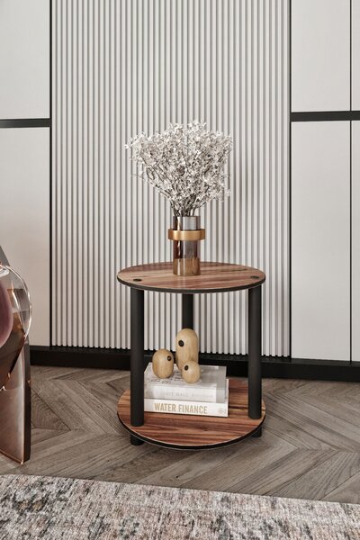 Bookcase 2 Layer Round - Walnut