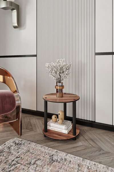 Bookcase 2 Layer Round - Walnut
