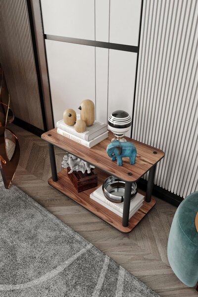 Bookcase 2-Tiers Rect - Walnut