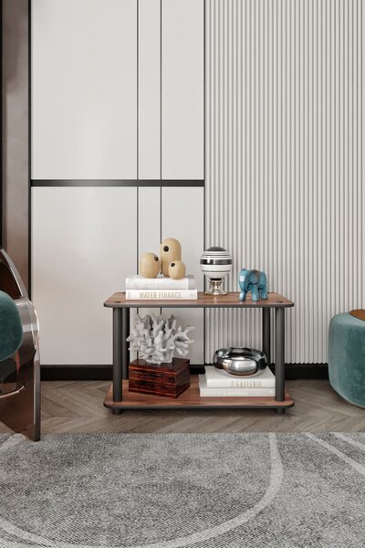 Bookcase 2-Tiers Rect - Walnut