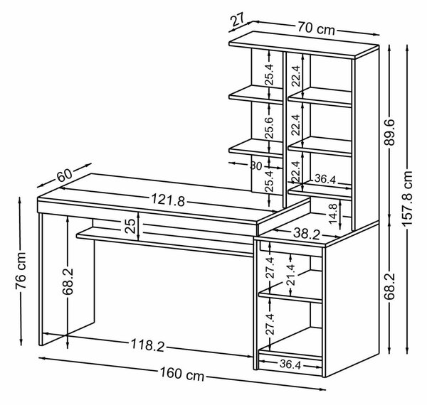 Nora íróasztal, fehér-atlanti fenyő, 160 cm – TR283VLN1140