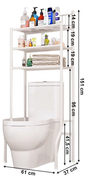 KONDELA Polc a WC fölé, fehér, REMIN