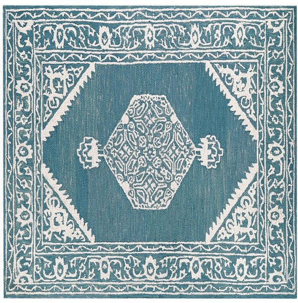 Fehér és Kék Gyapjúszőnyeg 200 x 200 cm GEVAS