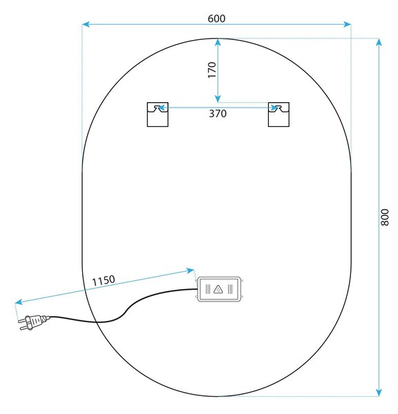 Tükör LED EGG 60x80 cm