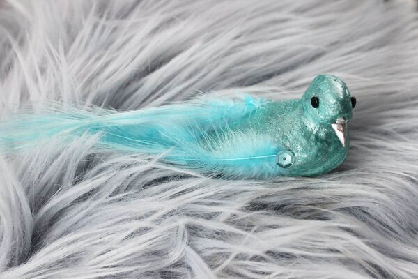 Tiffany-kék madár karácsonyfadísz 15cm