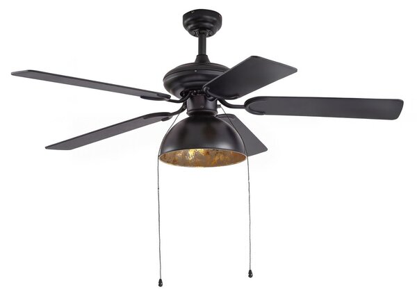 Shamoian mennyezeti ventilátor világítással, csendes, Ø 130 cm – Lucande Lucande, Shamoian, Fekete, Nappali, Fém, Vintage