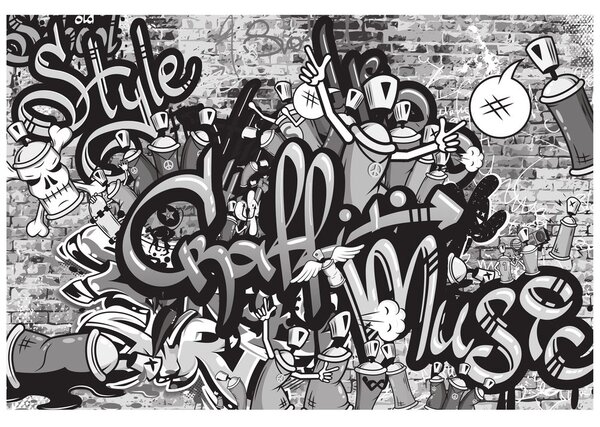 Tapéta szürke graffiti fal