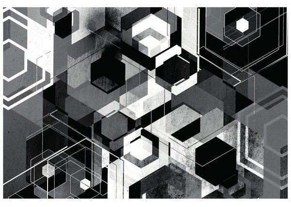 Tapéta geometria fekete fehérben