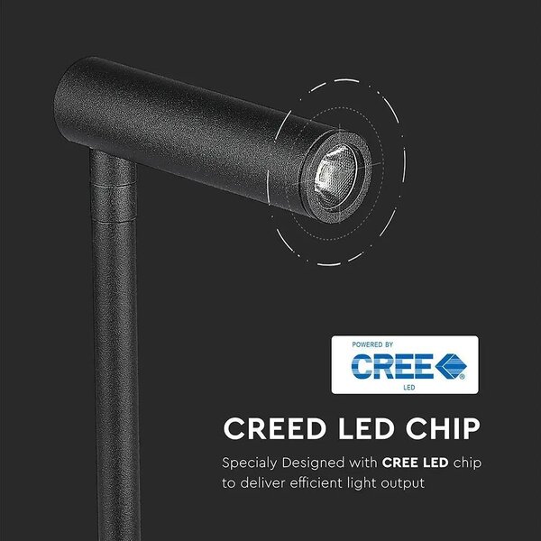 V-TAC fali LED COB olvasólámpa kapcsolóval és USB porttal fekete 3W meleg fehér, fekete - SKU 1487