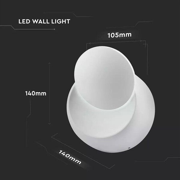 V-TAC 5W beltéri forgatható fali LED lámpa meleg fehér - SKU 7086