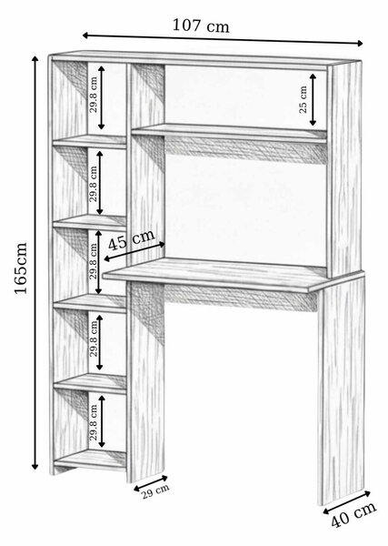 Íróasztal, antracit, 107 cm