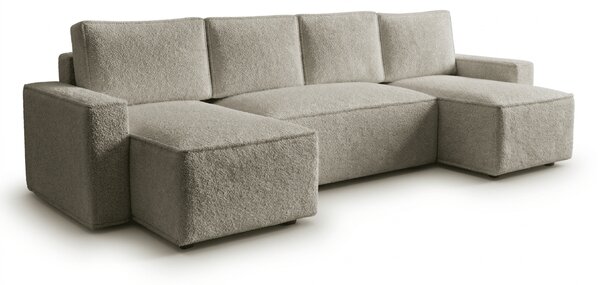 Kinyitható U alakú ülőgarnitúra SMART BOUCLE 303x143 cm, szürkésbézs