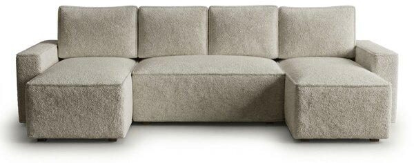 Kinyitható U alakú ülőgarnitúra SMART BOUCLE 303x143 cm, szürkésbézs