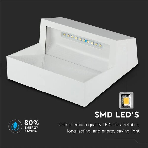 V-TAC 3W fehér LED lépcsővilágítás, szögletes, IP65, meleg fehér - SKU 1402
