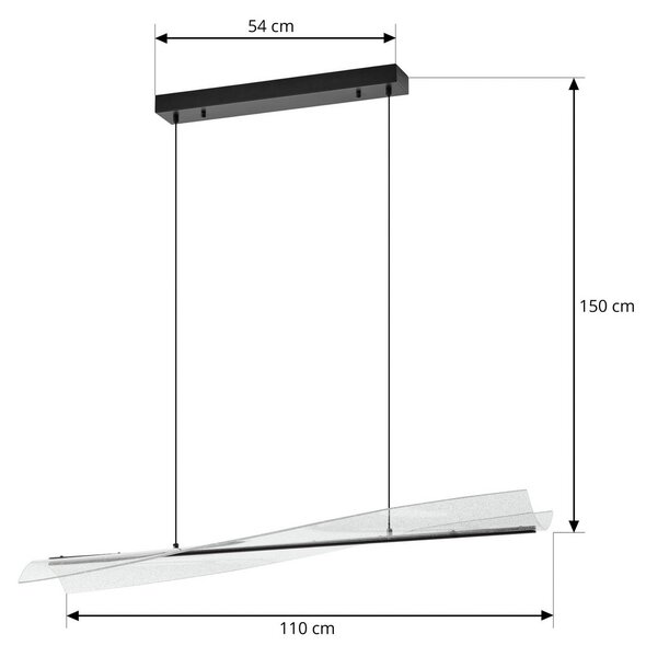 Lucande LED lógó világítás Vellia, fekete, hossza 112 cm, CCT, Fekete, Nappali / Étkező, fém, Modern