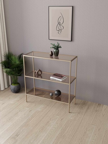 Fém komód, arany-bronz, 100 cm