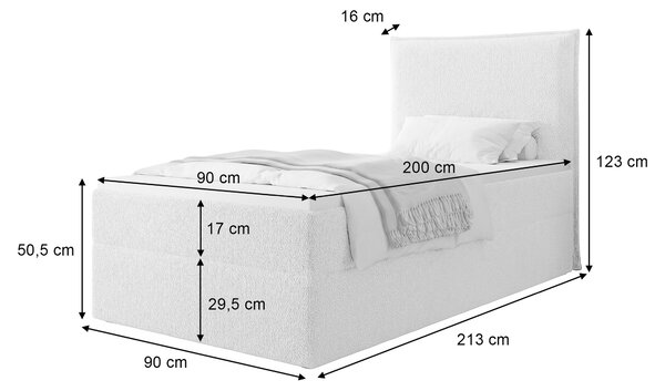 SELENO kárpitozott boxspring ágy 90x200 - zöld