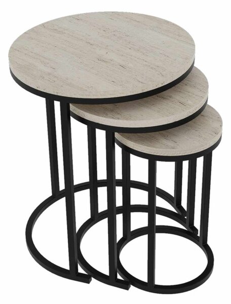 Milas 3 - Black, Travertine