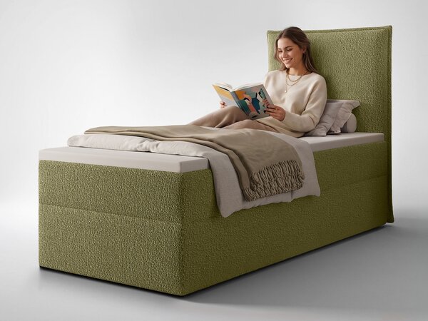 SELENO kárpitozott boxspring ágy 90x200 - zöld
