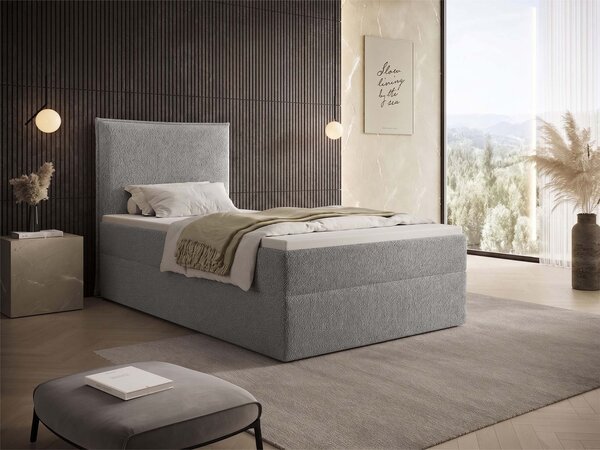 SELENO kárpitozott boxspring ágy 90x200 - világosszürke