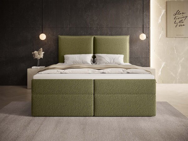 SELENO kárpitozott boxspring ágy 120x200 - zöld