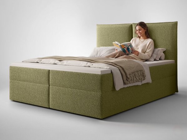 SELENO kárpitozott boxspring ágy 120x200 - zöld